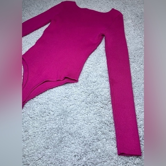 Pink Rose Bodysuit Womens Medium Base Layer Long Sleeve Winter Date Night Party - Picture 5 of 6
